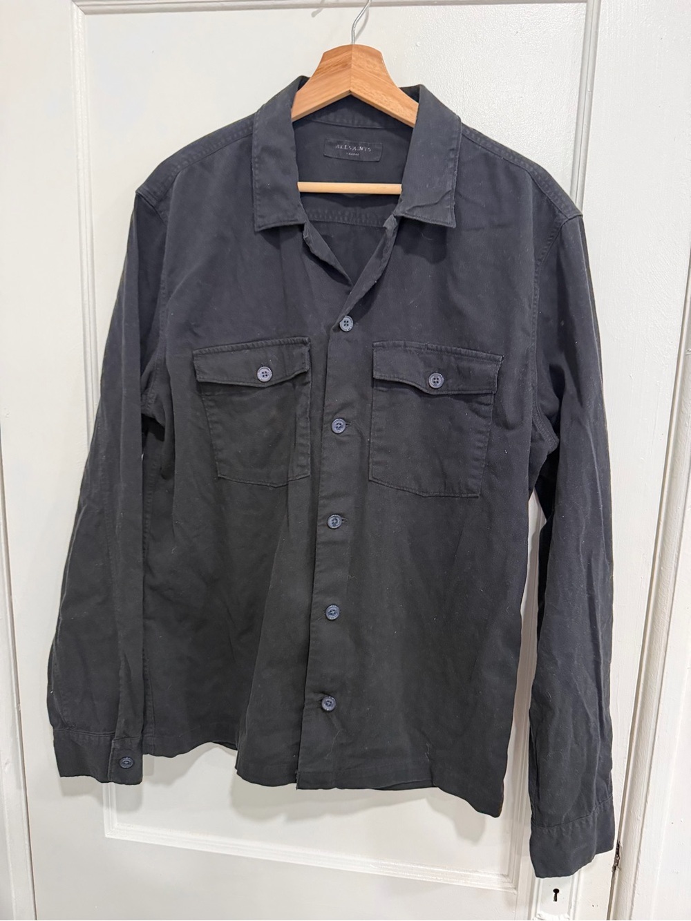 AllSaints Black Button-Down Overshirt